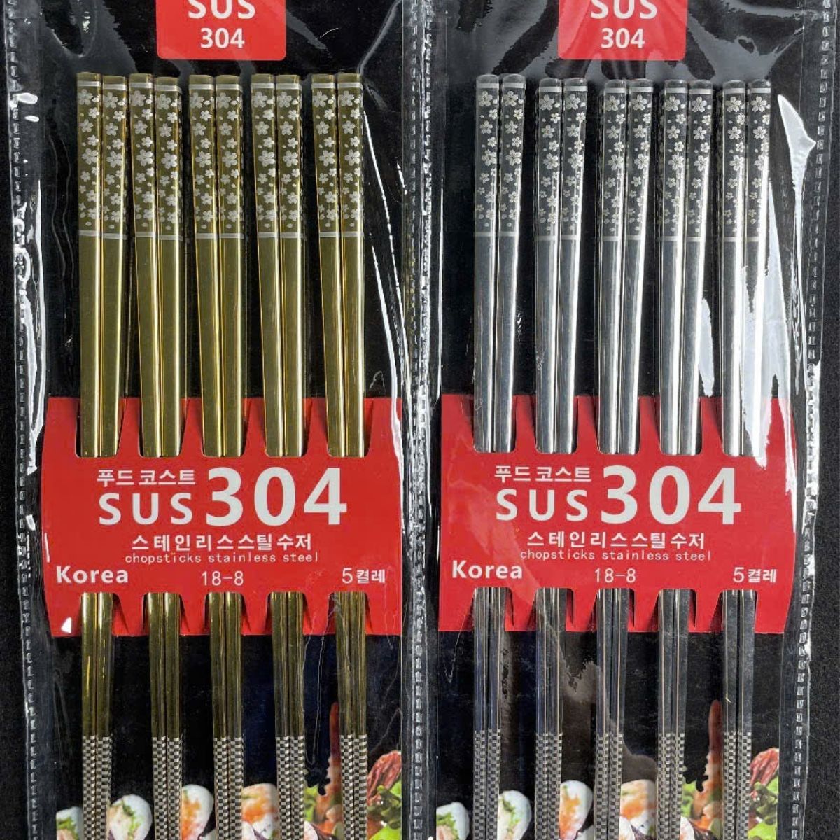Bộ 5 đôi đũa inox 316 Hàn Quốc chống trượt cao cấp chịu được nhiệt độ cao Chống mốc dễ dàng vệ sinh