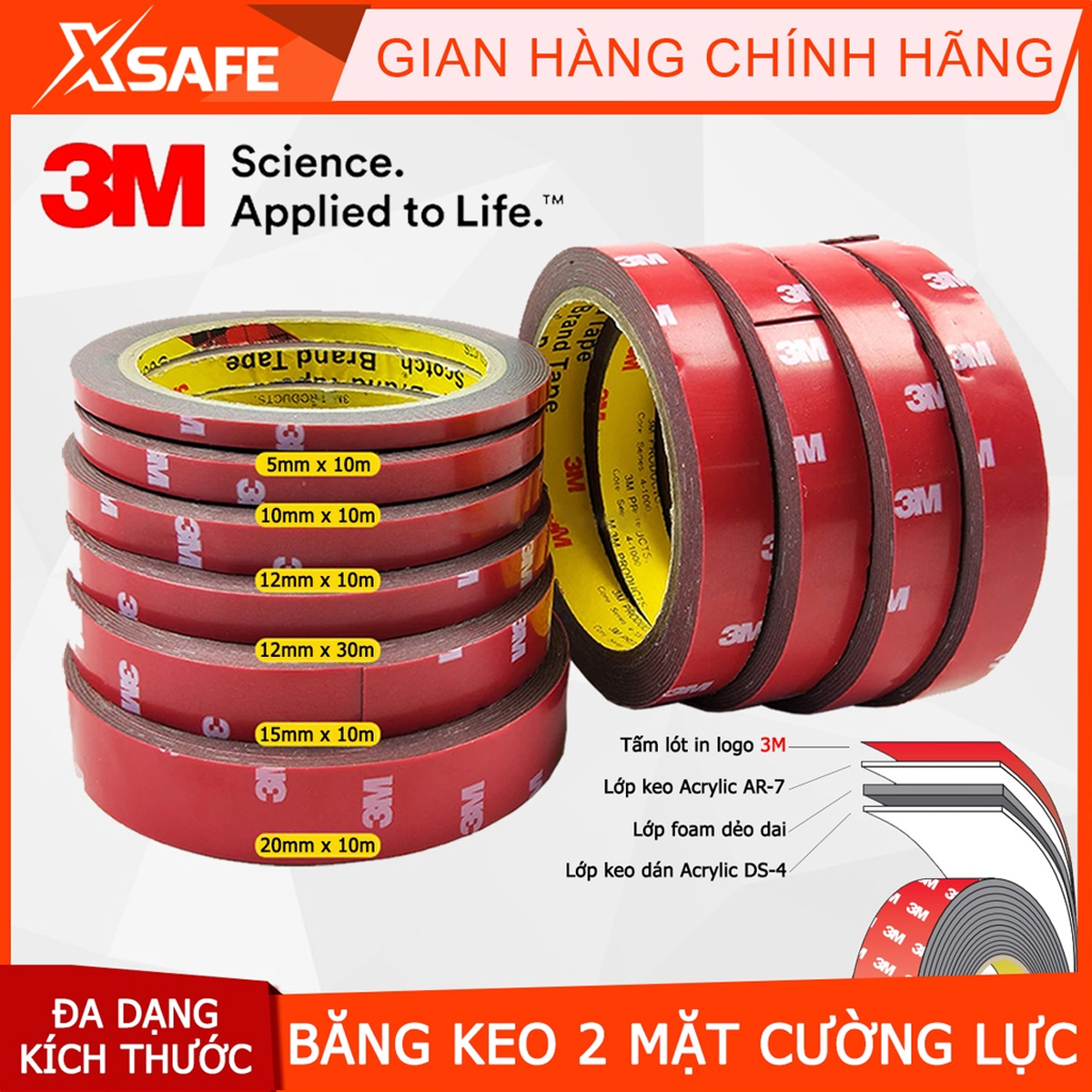 [HỎA TỐC] Băng keo 2 mặt cường lực 3M 4229P băng keo 3M độ kết dính cao chịu nước chịu nhiệt dán đượ