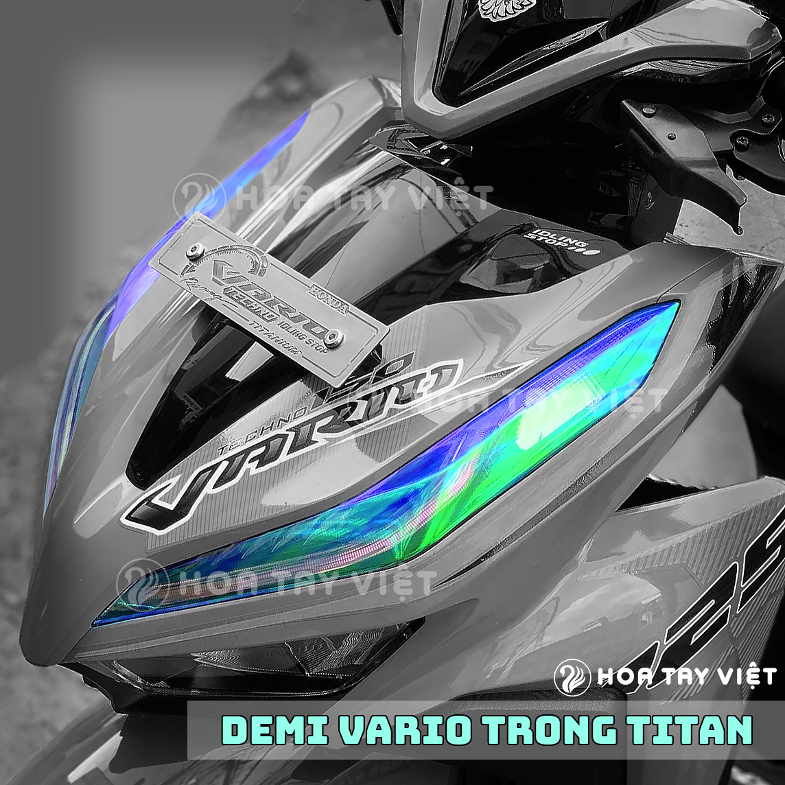 Decal Demi Vario 125- 150 Chuyển Màu Titan Bảo Vệ Đèn Định Vị Honda Vario