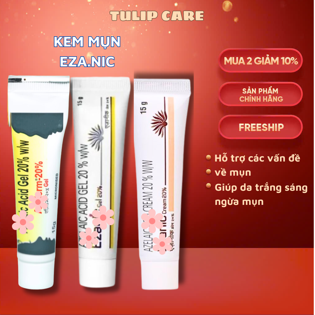 Kem chấm mụn Ezanic Gel Azelaic Acid 20% 15gr - Mờ thâm hỗ trợ mụn