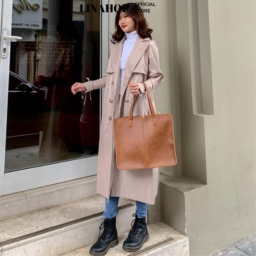 Túi Xách Da Nữ Bản To Đựng Laptop A4 Đi Làm Đi Học Công Sở đựng A4 thời trang Hàn Quốc Túi Xách Lina