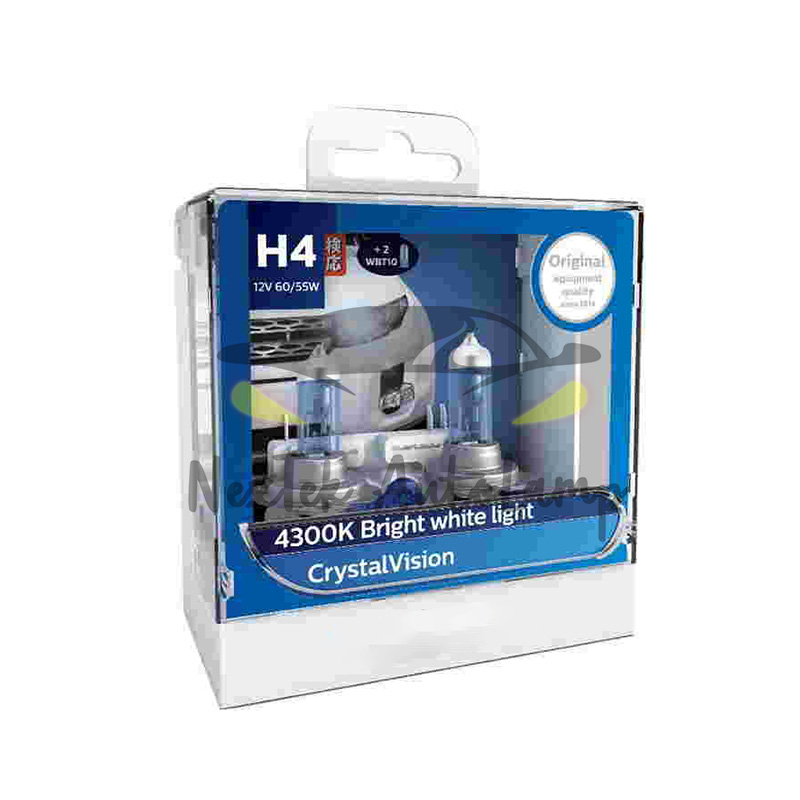 For Philips Crystal Vision H1 H3 H4 H7 H8 H11 HB3 HB4 12V 4300K Ấm trắng ánh sáng xe halogen đèn pha