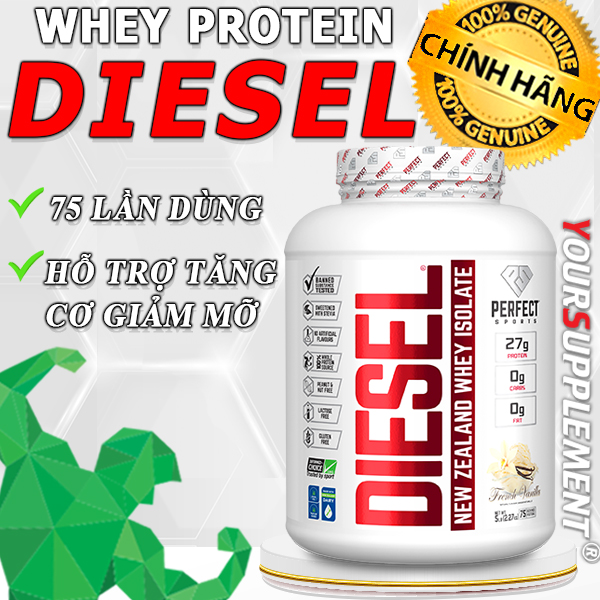 Sữa Tăng Cơ Diesel® Newzealand Grass - Fed Whey Isolate - 5 Lbs [Tặng Bình Lắc]