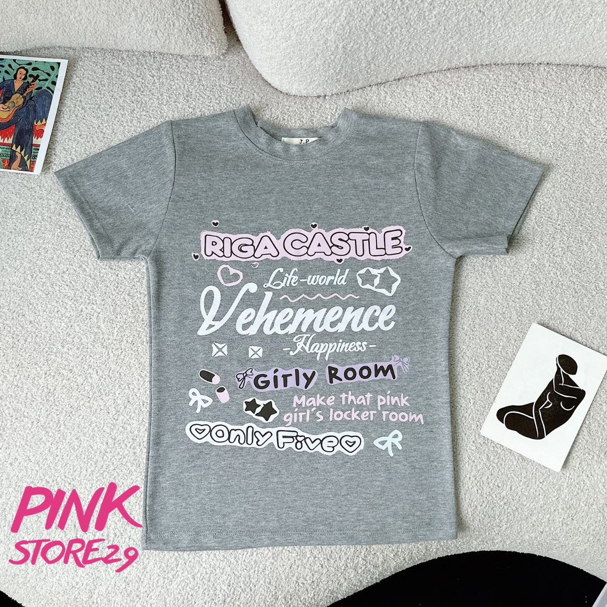 Áo thun Baby Tee PINKSTORE29 in chữ cá tính RIGA CASTLE A5888