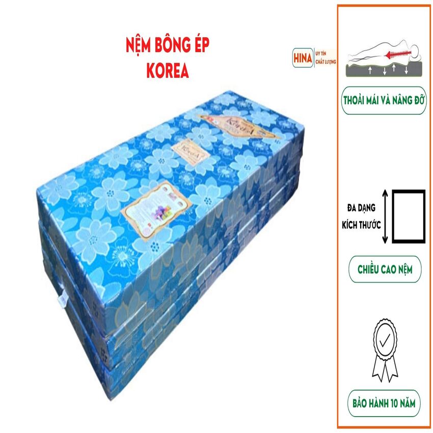 Nệm Bông Ép Korea gấp 3 HÀN QUỐC  1m x 2m x 5cm GỌN - NHẸ (GIAO MÀU NGẪU NHIÊN) NÂNG ĐỠ CỘT SỐNG