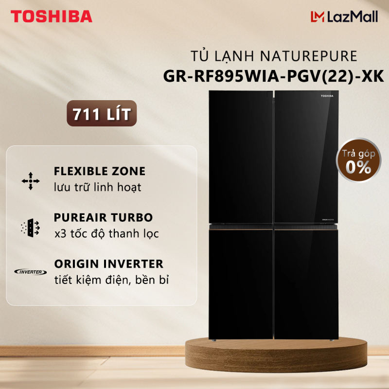 Tủ Lạnh Toshiba Inverter GR-RF895WIAPGV-XK - Dung Tích 711 Lít - Ngăn Chứa Flexible Zone - Multi Door