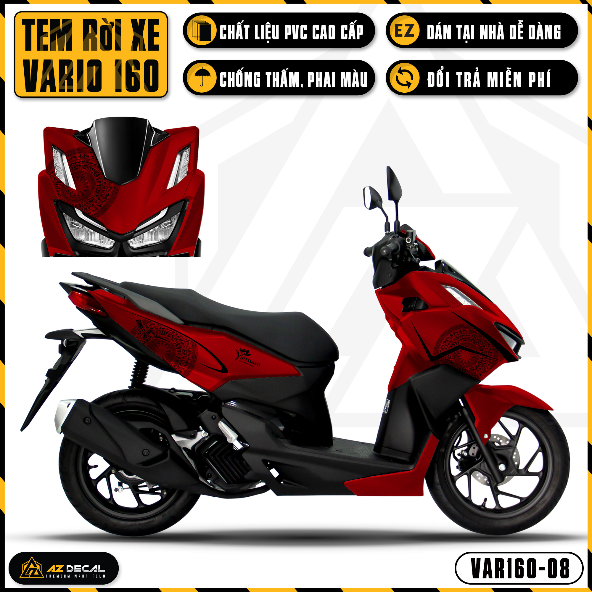 Tem Xe Vario 160 2023 Mẫu số 160 Trống Đồng | VAR160-08 | Team Decal Dán Xe Máy Chống Nước Bền Màu C