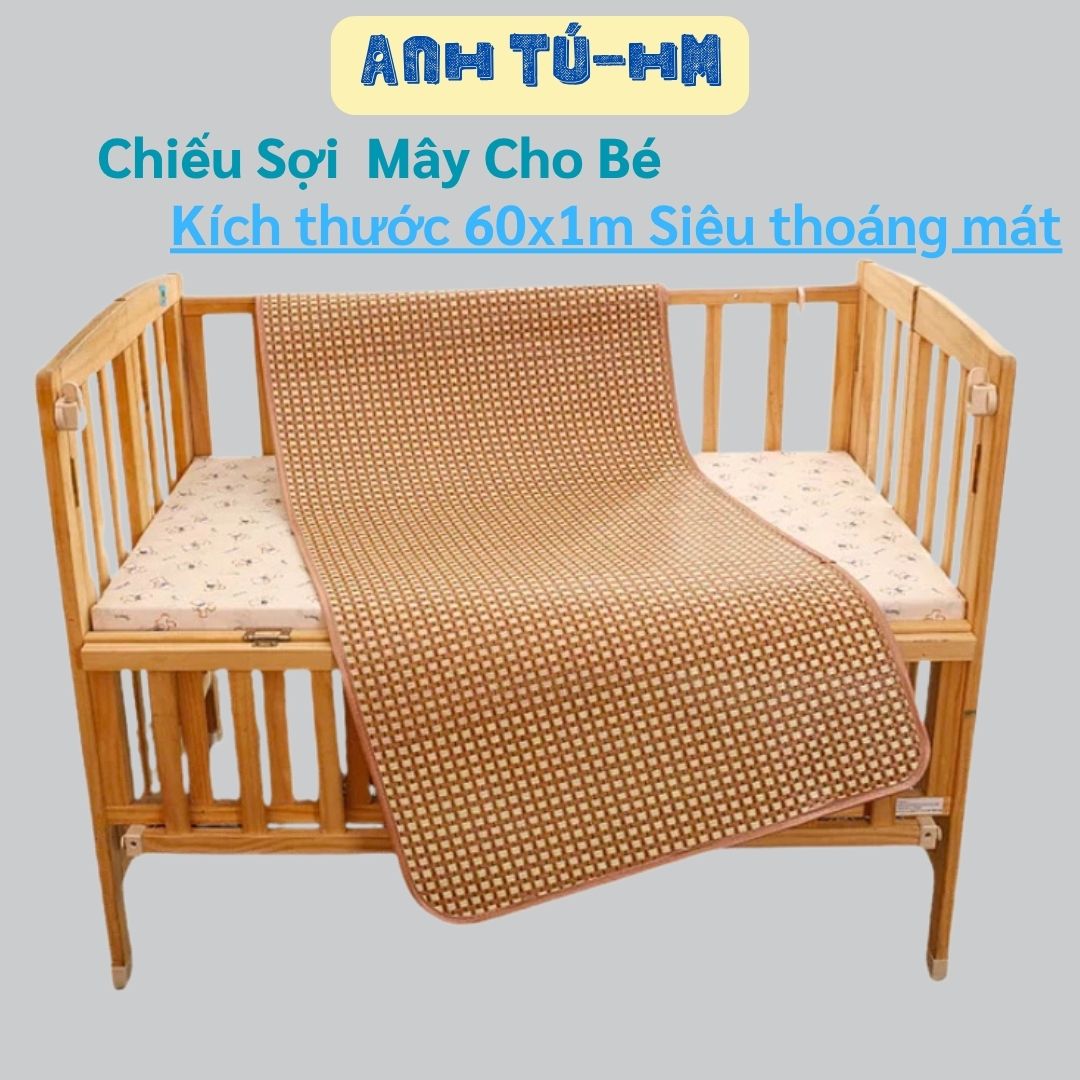 Chiếu Mây Lót Lụa 60x90cm Điều Hoà Cho Bé - Chiếu Sợi Mây Thiên Nhiên An toàn cho bé