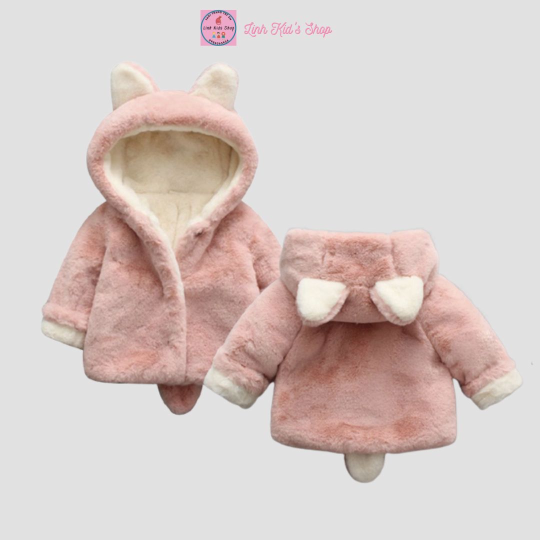 Áo khoác lông tai thỏ Quản Châu cho bé trai và bé gái từ 6-18kg