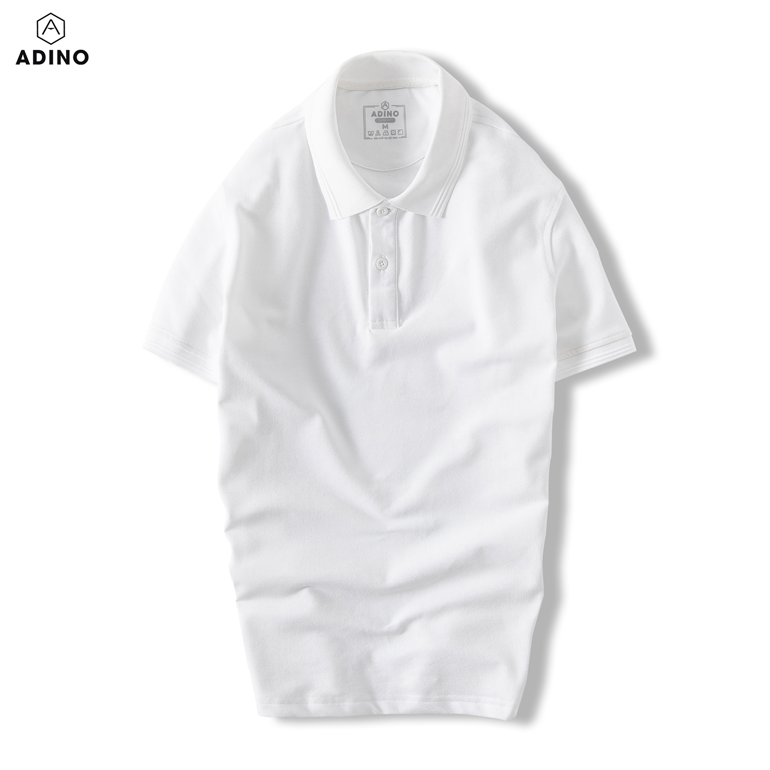 Áo polo nam ADINO màu xanh nhạt phối viền chìm vải cotton polyester co giãn dáng công sở slimfit hơi ôm trẻ trung AP82