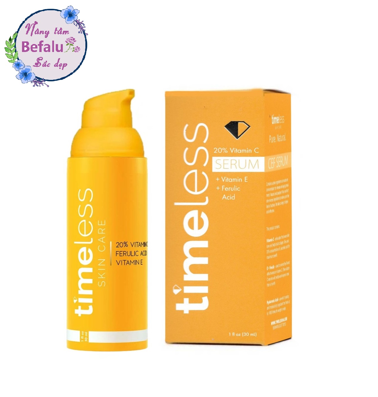 SERUM LÀM SÁNG DA MỜ VẾT THÂM SKIN CARE 20% VITAMIN C PLUS E FERULIC ACID TIMELESS 30ML