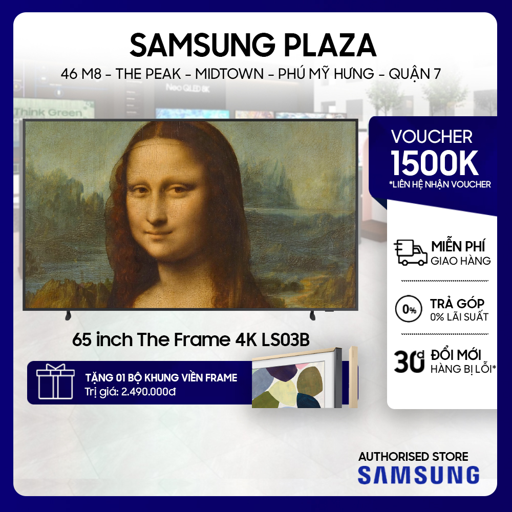 65LS03B - Smart Tivi Samsung Khung Tranh The Frame QLED 4K 65 inch 65LS03BA (Hàng Trưng Bày)