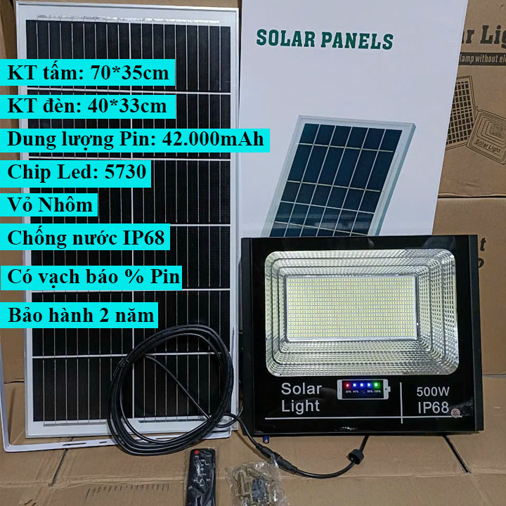 Đèn Năng Lượng Mặt Trời 500W Mẫu Báo Pin Mới Chiếu Sáng Sân Vườn