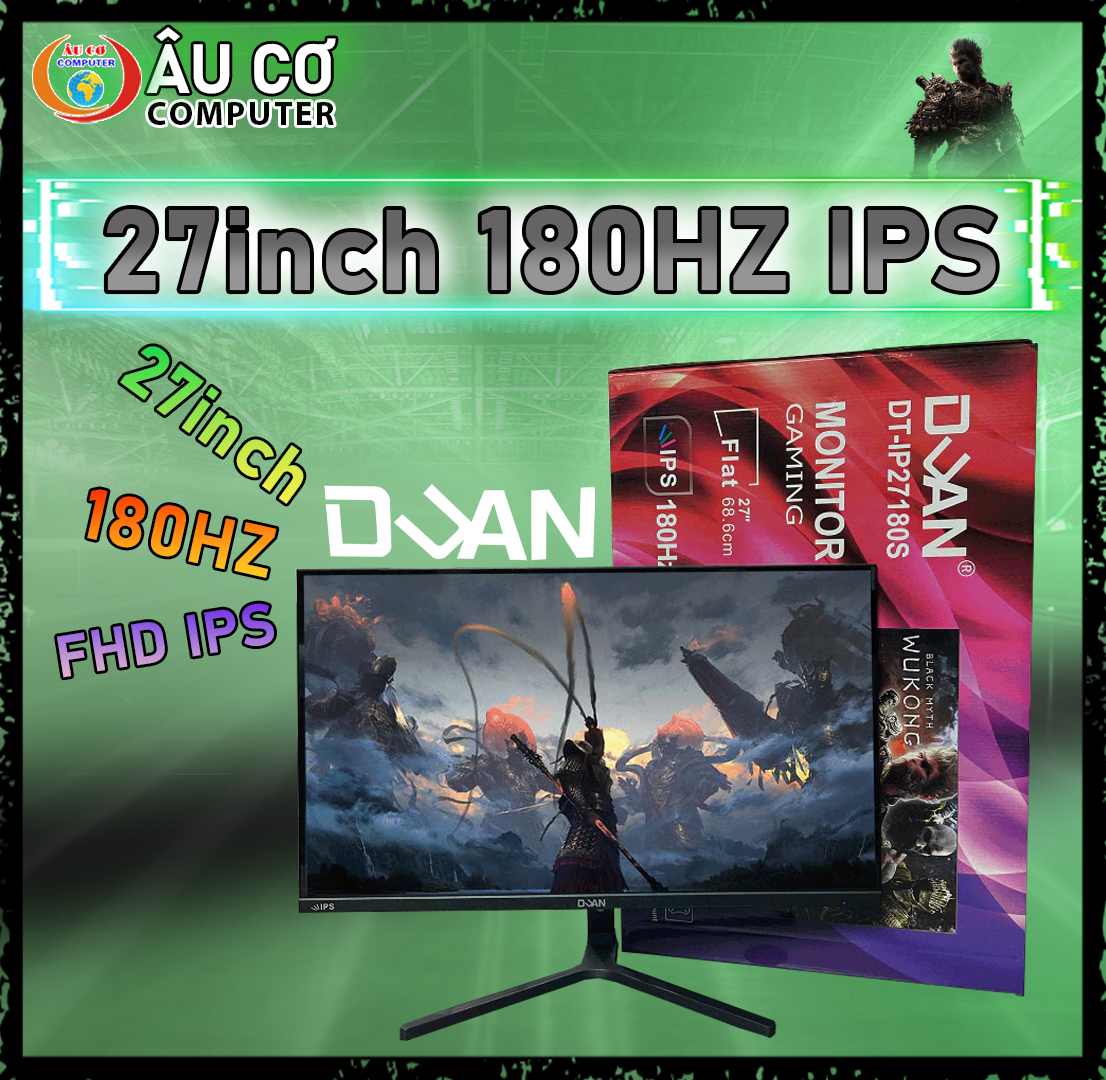 Màn hình Gaming 180hz 27 inch IPS Full viền Duan DT- iP2718S 27inch (FHD/180hz/IPS/1ms) Bảo hành 24T