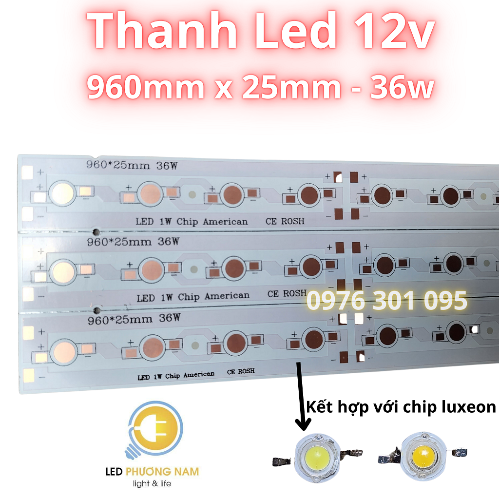 Thanh Led Đã Đi Mạch Chưa có Chip dài 96cm - 36w Dùng Để Gắn Led LUXEON Siêu Sáng