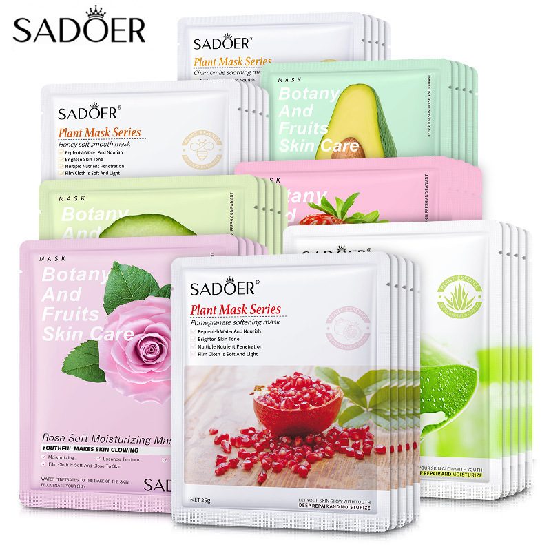 Mặt nạ SADOER dưỡng da dưỡng trắng cấp ẩm mờ thâm bổ sung Collagen giảm mụn Mask Hoa Quả