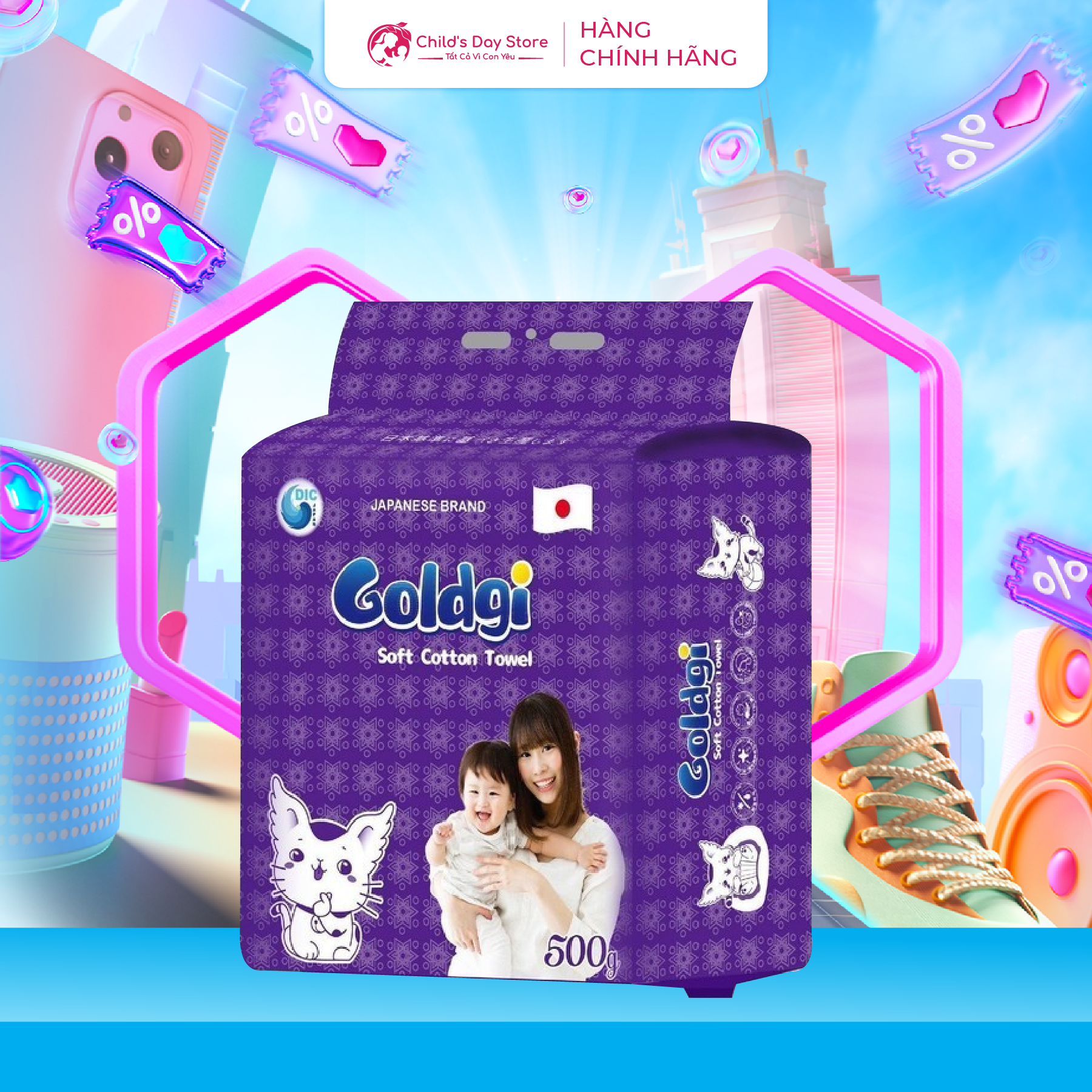 Khăn khô Goldgi 500g- 180 tờ/ bịch Không màu không mùi không chất hóa học độc hại.