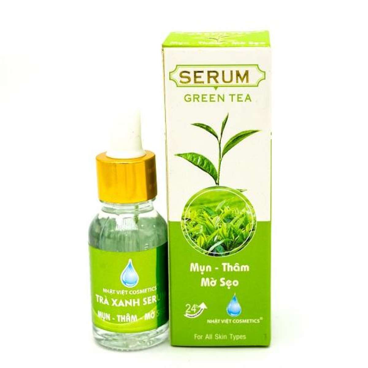 [Hcm]Serum Mụn - Thâm - Mờ Sẹo Trà Xanh Nhật Việt 15Ml (Xanh - Trắng)