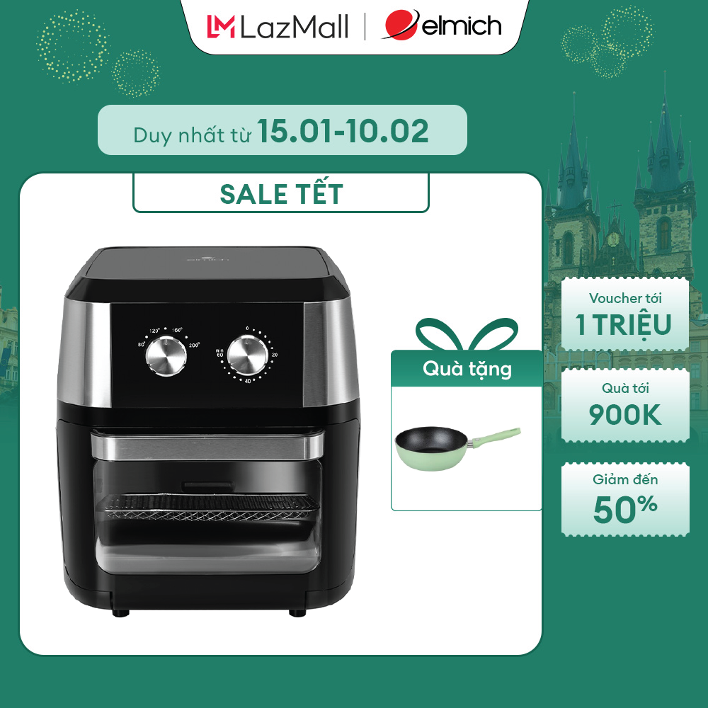 Lò chiên không dầu Elmich AFE-9158, 12L, Chống dính cao cấp, Công nghệ Rapid-Air
