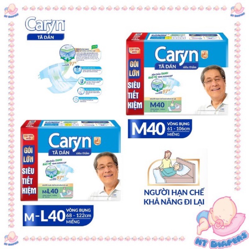 Tã Dán Người Lớn Caryn Size M40Ml40