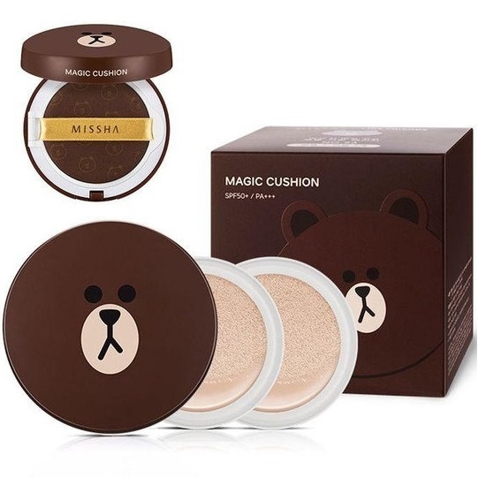 Phấn Nước Cho Da Dầu Missha Gấu M Magic Cushion Spf50+ Pa+++ Line Friends Màu 21 15G (Da Sáng)