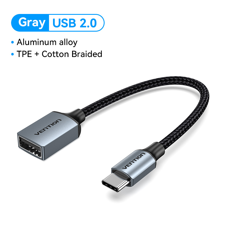Vention Cáp USB C OTG Đầu Nối Cái USB 2.0 C Sang USB 2.0 A Cáp Chuyển Đổi OTG Điện Thoại Di Động Cho