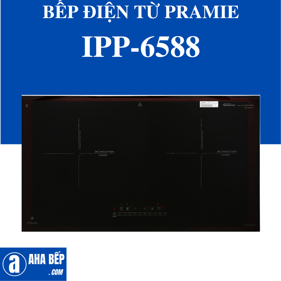 Bếp từ đôi Pramie IPP-6588, Bếp âm cần lắp CB, Kích thước 78x45cm, Công nghệ Inverter tiết kiệm điện