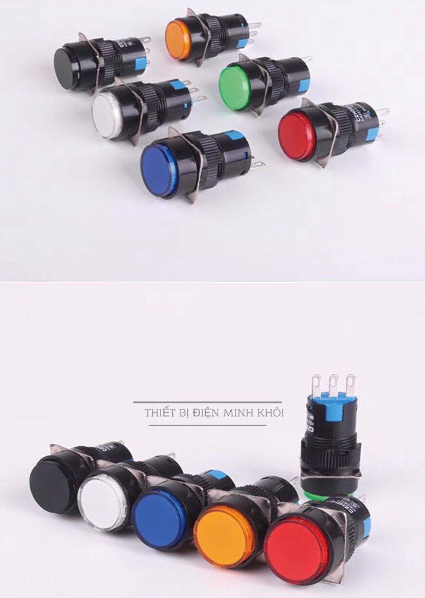 nút nhấn phi 16 tròn nút nhấn đề phi 16mm có đèn