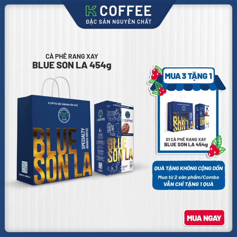 Cà phê Rang xay Đặc sản Nguyên chất Pha phin K Blue Son La 454g (cà phê ủ lạnh cold brew pour over)
