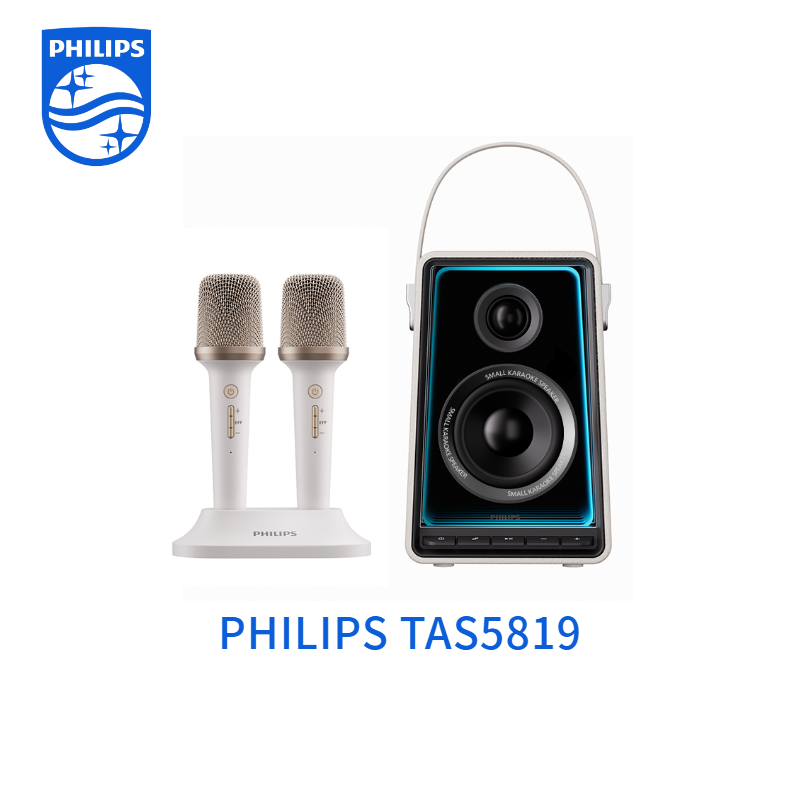 Philips TAS5819 Loa Bluetooth Karaoke – 2 Micro Không Dây Hiệu Ứng Đèn LED Biến Âm Thú Vị Âm Thanh 3