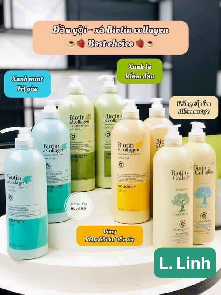 (Chính Hãng) Dầu Gội Chống Rụng Tóc Và Kích Mọc Tóc Biotin Collagen Cặp 2 Lít
