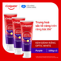 Bộ 3 Kem Đánh Răng Colgate trắng răng Optic White Purple 100g - công nghệ sắc tím trung hòa sắc vàng cho răng trắng sáng an toàn cho men răng