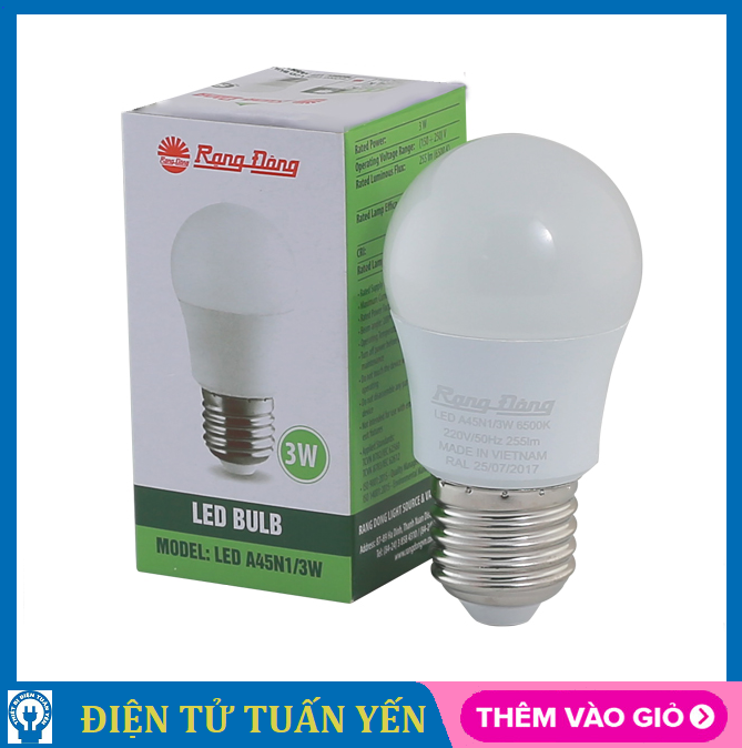Bóng đèn led bulb Rạng Đông công suất 3W ánh sáng trắng & vàng - Hàng chính hãng
