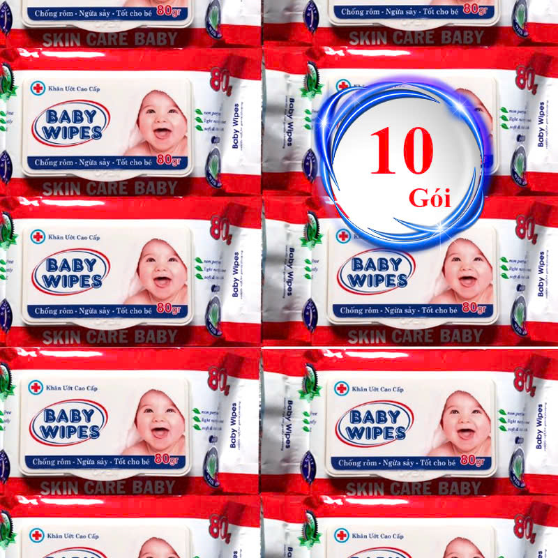 Combo 10 gói khăn giấy ướt cho em bé Baby Wipes Không Mùi