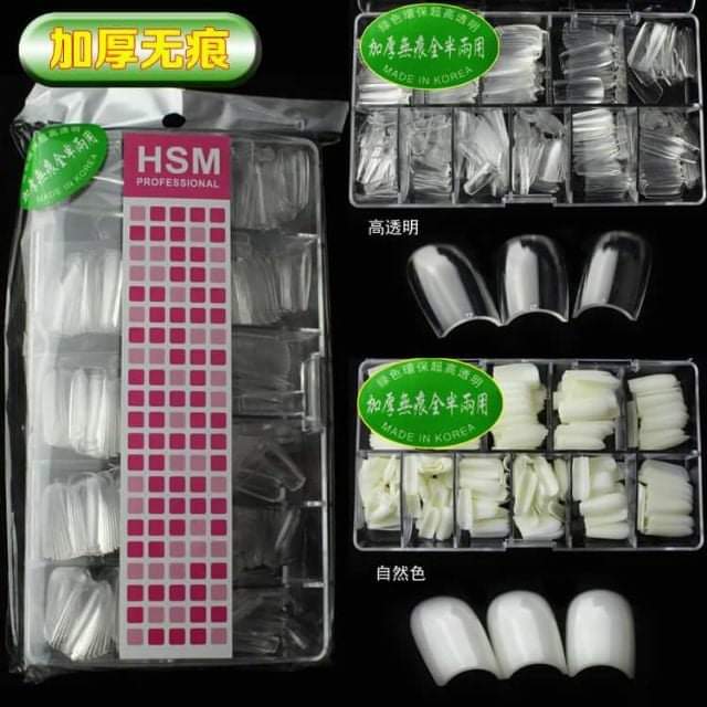 Móng Up Hsm Chính Hãng Loại Nhám Sẵn 2 Mặt Hộp Full Size 500 Móng Có Đủ Loại Form Cho Khách Lựa