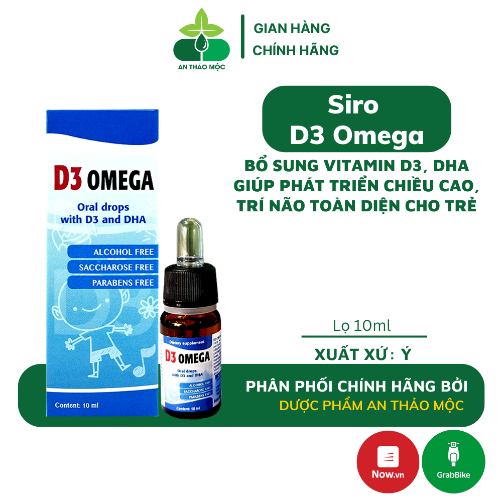 Siro D3 Omega Bổ Sung Vitamin D3DHA Giúp Phát Triển Chiều CaoTrí Não Toàn Diện Cho Bé 10ml