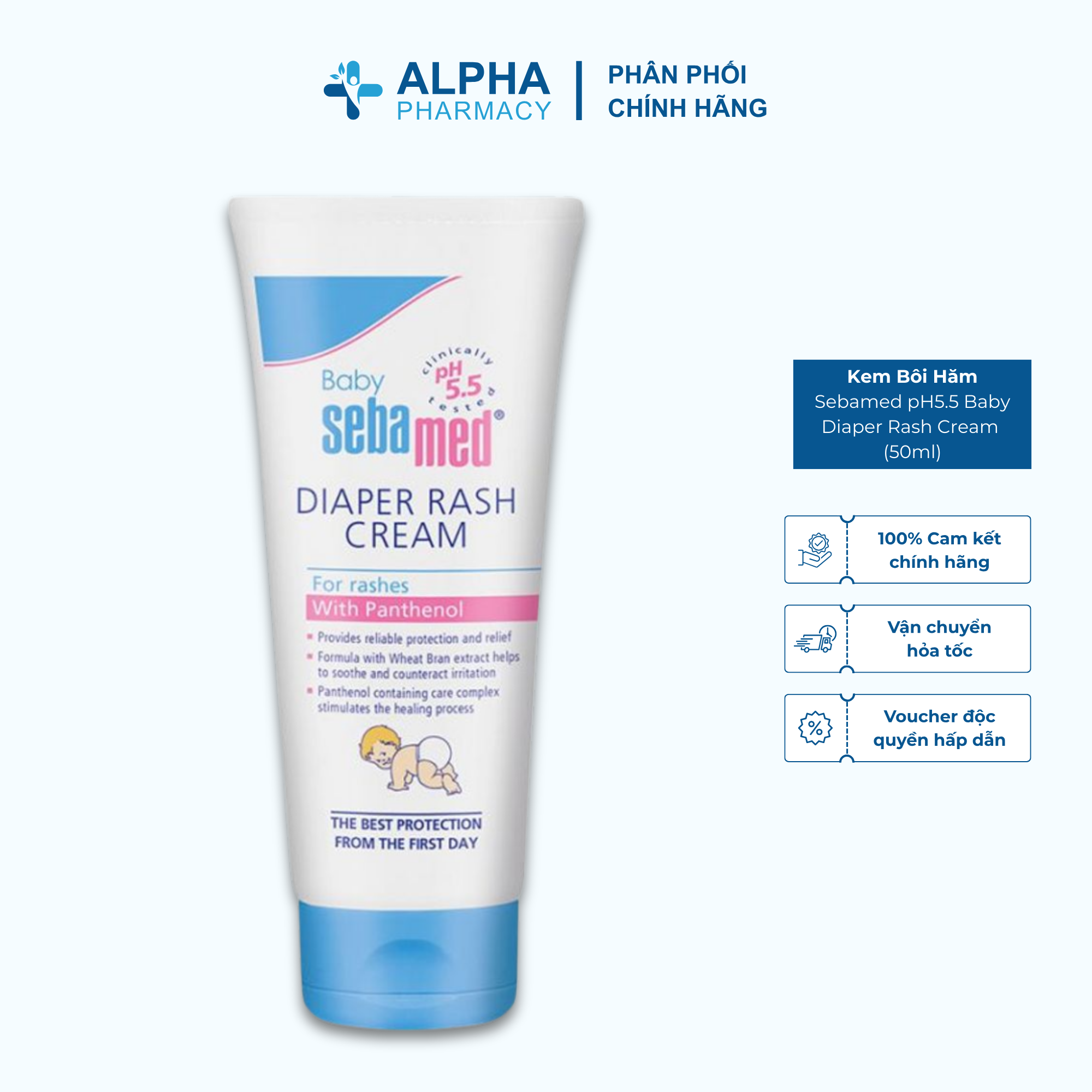 Kem Làm Giảm Hăm Tã Cho Bé Sebamed pH5.5 Baby Diaper Rash Cream - 50ml