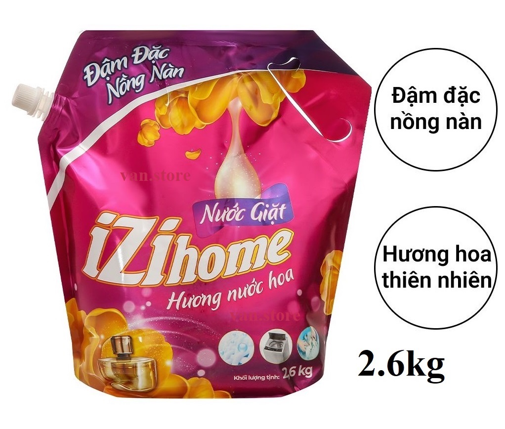 Nước Giặt / Nước Xả Vải IZI HOME Hương Hoa Say Đắm Túi 2.4kg (Thái Lan)