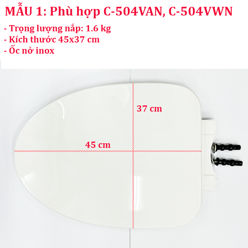 Nắp bồn cầu đóng êm thay phù hợp bồn cầu inax C504VTN C504VRN C504VAN C504VWN