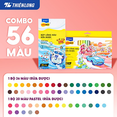 Bút lông màu Fiber Pen Thiên Long Colokit - Combo bút lông màu 40/56/76 cây ngòi cao cấp dễ dàng rửa