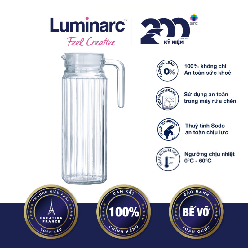 Bình Nước Thuỷ Tinh Luminarc Quadro 1.1L - LUQUG2666