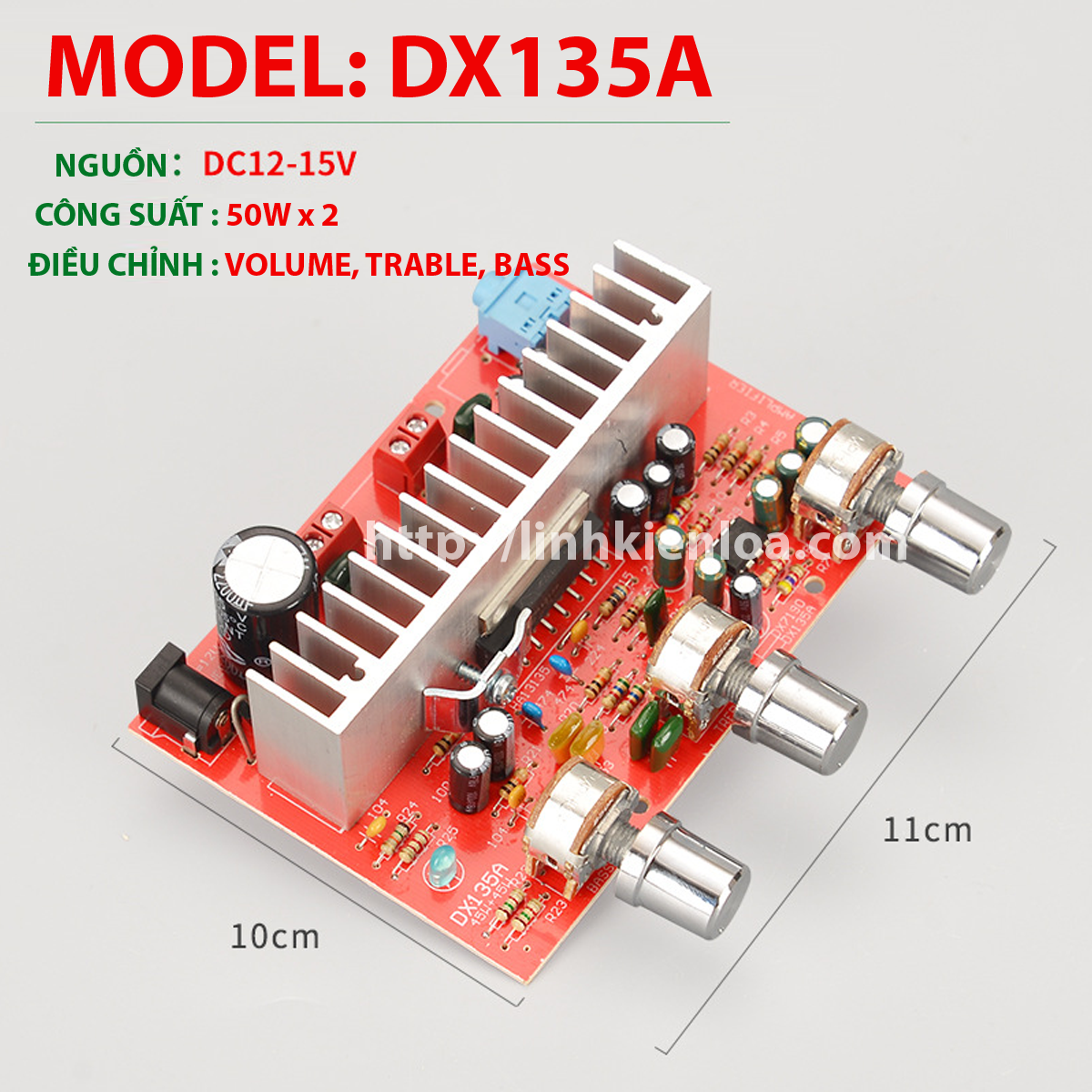 Mạch khuếch đại công suất DX-135A - Sử dụng IC HA-13135 Công suất 50W x 2- Nguồn DC12V - Dùng độ loa kéo karaoke Ampli DIY tự chế .v.v...
