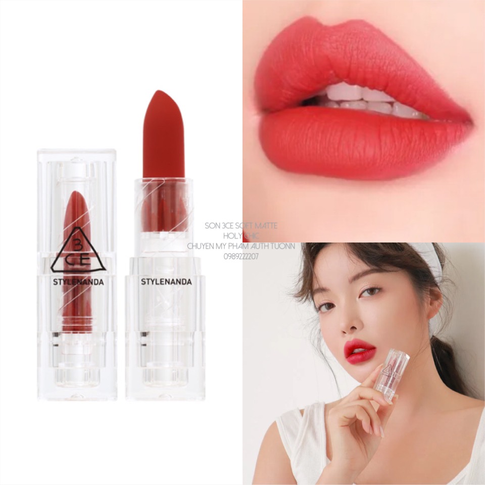 Son 3Ce Soft Matte Lipstick Holy Chic - Đỏ Lạnh