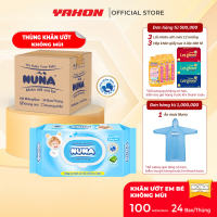Thùng 24 Bao Khăn Ướt Em Bé Nuna Không Mùi 100 Miếng - Vải Không Dệt Mềm Mại - Chiết Xuất Lô Hội - An Toàn Dịu Nhẹ Không Mùi
