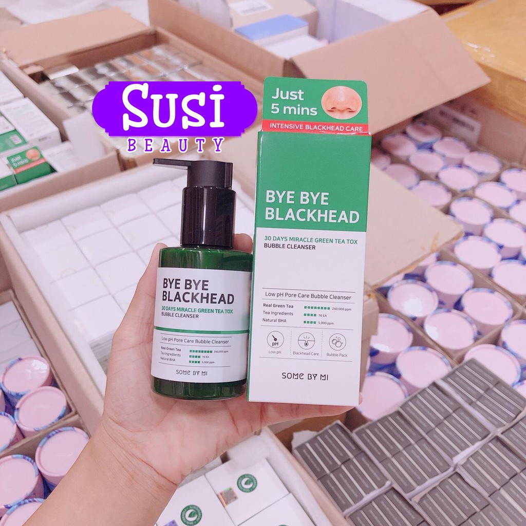 [Hcm]Sữa Rửa Mặt Sủi Bọt Loại Bỏ Mụn Đầu Đen Some By Mi Bye Bye Blackhead Miracle Green Tea Tox Bubble Clean 120Ml