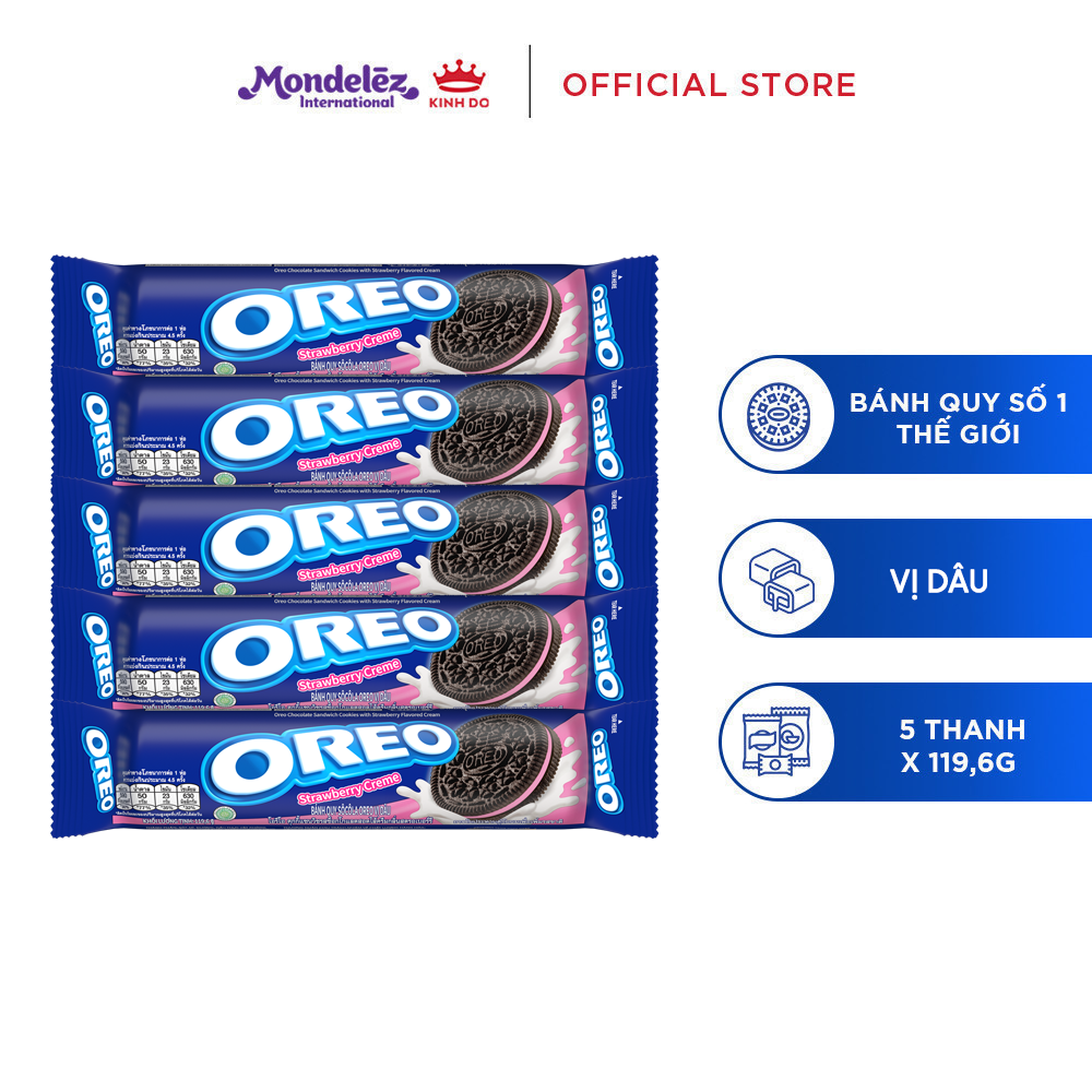 Bánh Quy Oreo Vị Dâu Combo 5 Thanh X 110.4G