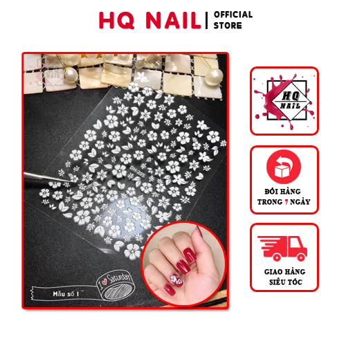 Stick Hoa Nổi 3D Trắng Cực Xinh Trend Hot Trang Trí Móng