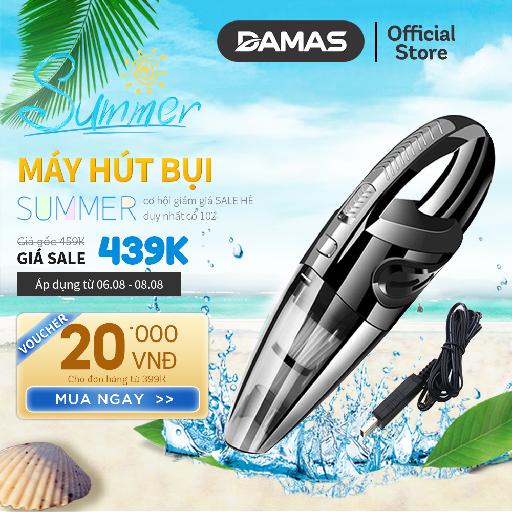 Máy Hút Bụi Cầm Tay Không Dây Sử Dụng Pin Sạc Damas XC-628 - Công Suất 120W - Lực Hút Mạnh Mẽ 6000Pa