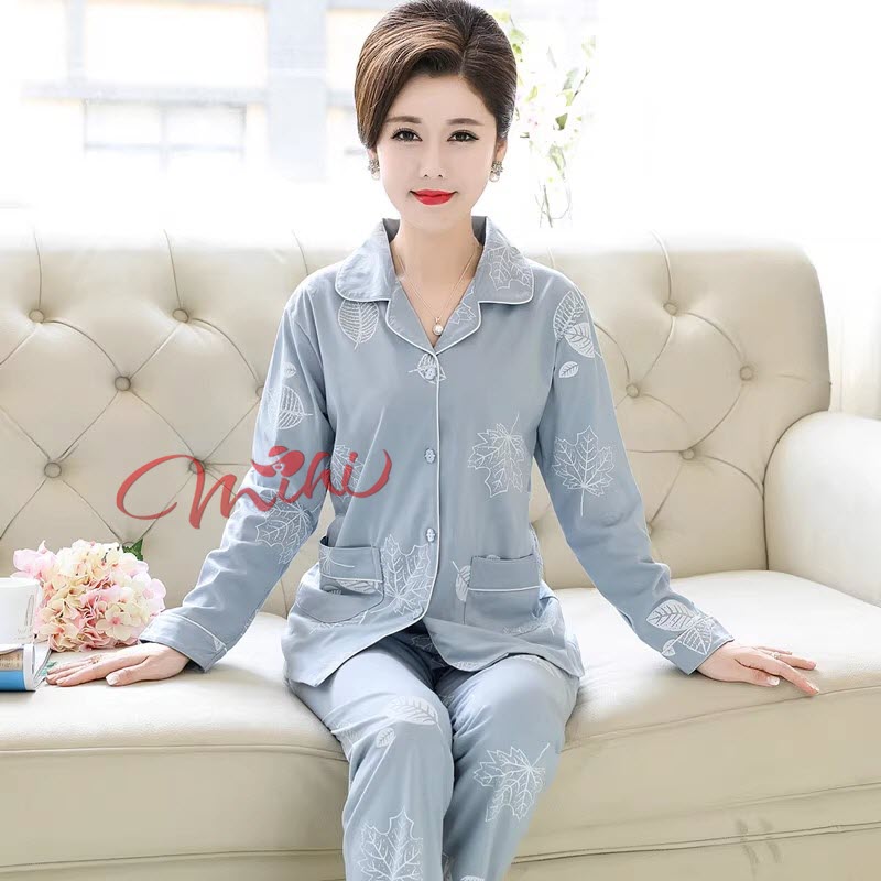 Pijama trung niên nữ B92 - Bộ đồ ngủ pizama, pyjama mặc nhà mùa xuân hè, thu đông cho mẹ, cho bà - T