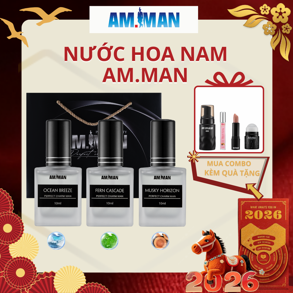 (Mua Combo Kèm Quà Tặng) Combo 3 Chai Nước Hoa AM.MAN Lịch Lãm Sang Trọng Hương Thơm Cuốn Hút Lưu Hư